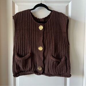 Brown Knit Sweater Vest